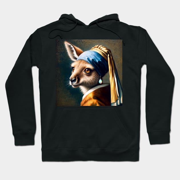 Wildlife Conservation - Pearl Earring Kangaroo Meme Hoodie by Edd Paint Something